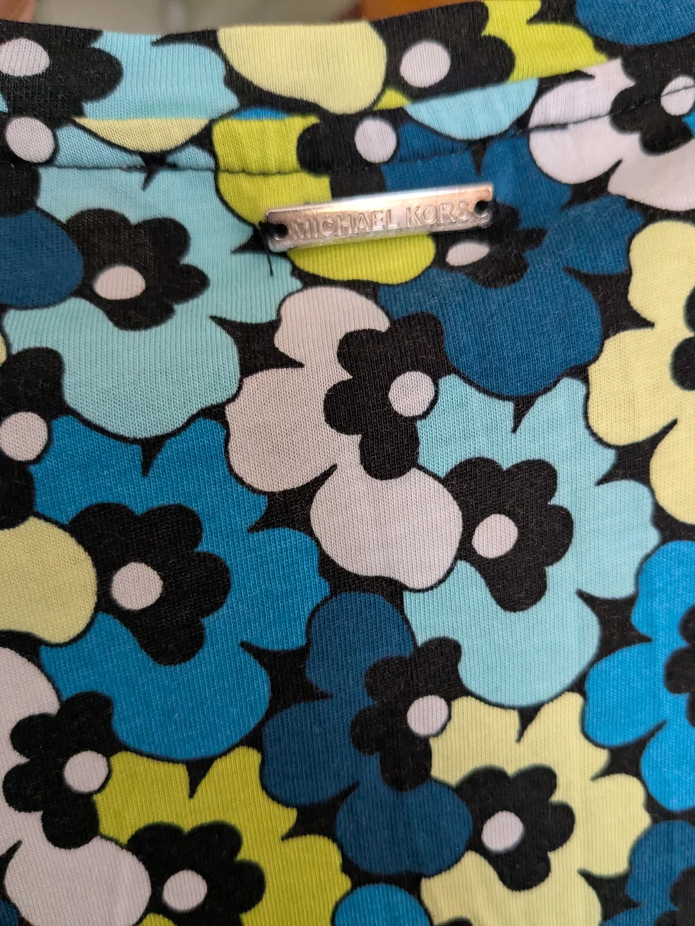 Michael Kors Blue, Lime & White Floral Short Sleeve Tee